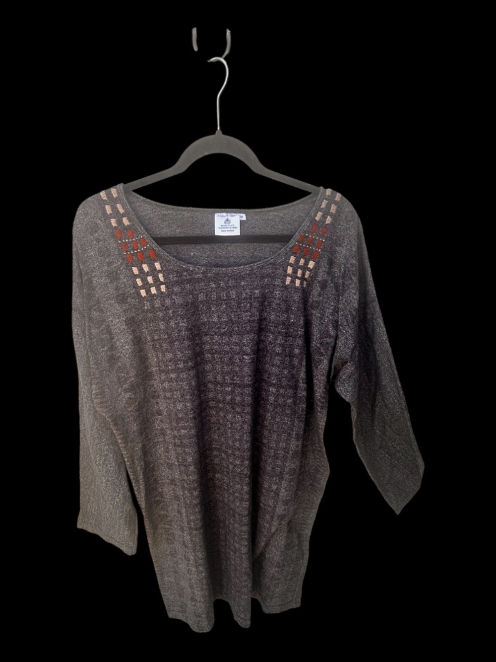 Cozy Embellished Knit Tunic - Dark Gray